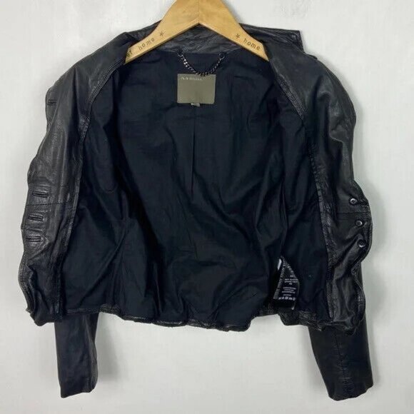 Muubaa 100% Lamb Leather Jacket Black Biker Moto Naiden Size 2 Style M0275‎ Coat - Picture 5 of 13